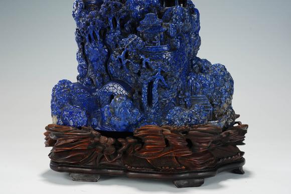 Eden Fine Antiques Galleries LLCA CHINESE LAPIS LAZULI LANDSCAPE MOUNTAIN CARVING