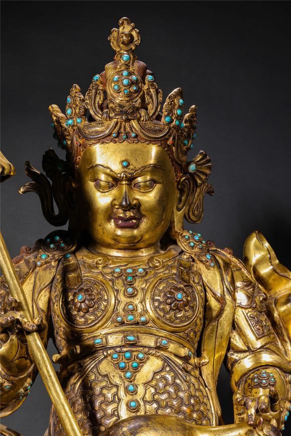 Eden Fine Antiques Galleries LLCA CHINESE GILT BRONZE VAISHRAVANA STATUE