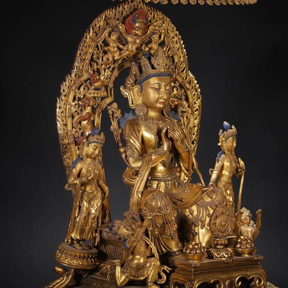 Eden Fine Antiques Galleries LLCA CHINESE GILT BRONZE BUDDHIST SHRINE GROUP
