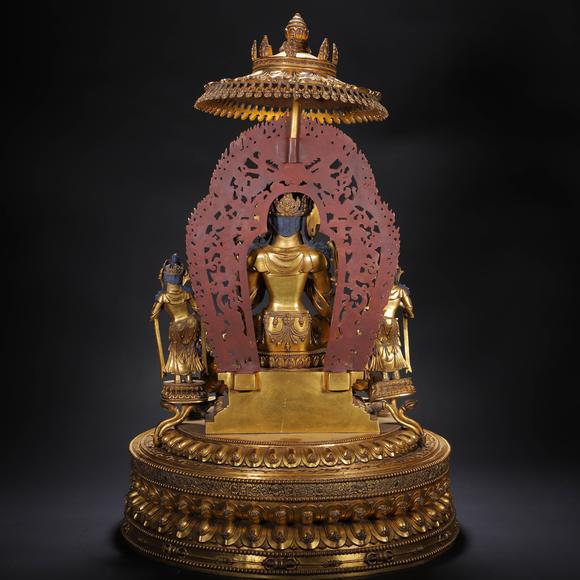 Eden Fine Antiques Galleries LLCA CHINESE GILT BRONZE BUDDHIST SHRINE GROUP