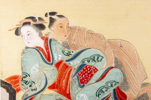 大阪美術(shù)商會江戶時代 勝川春章 春情圖十五開