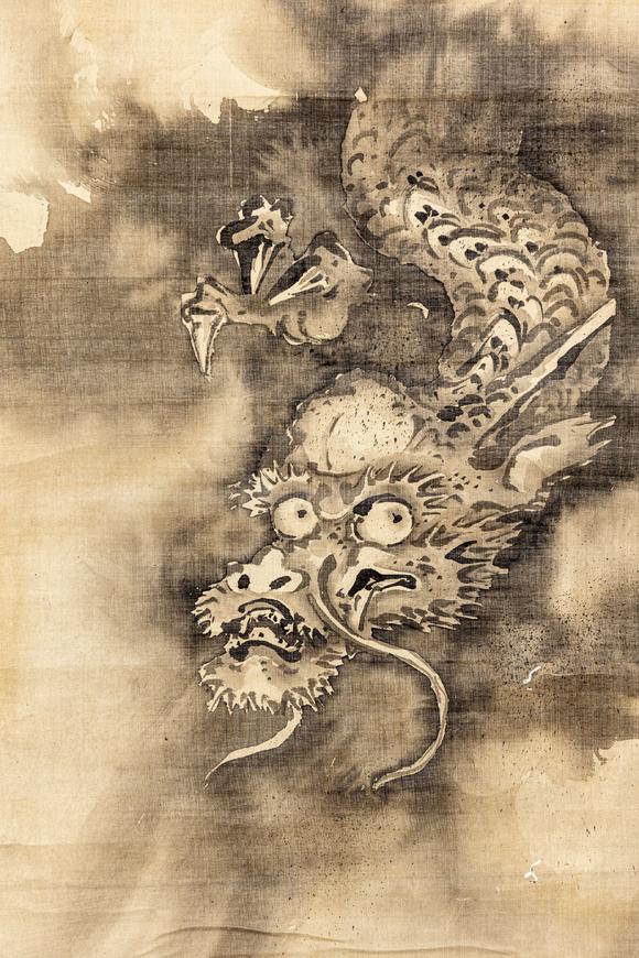 大阪美術(shù)商會(huì)江戶時(shí)代 勝田竹翁 繪畫三屏