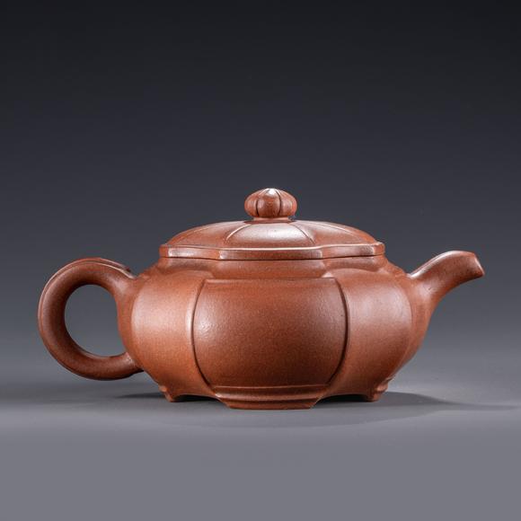 大阪美術(shù)商會(huì)金商鼎標(biāo)款 朱泥八卦急須