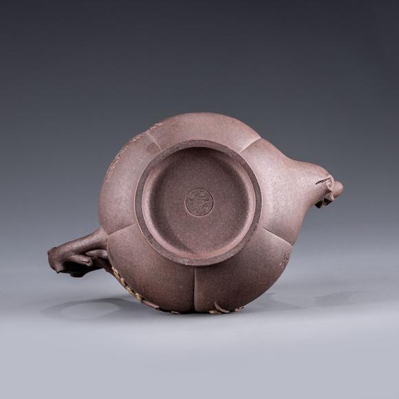大阪美術(shù)商會(huì)金商鼎標(biāo)款 朱泥梅樁急須