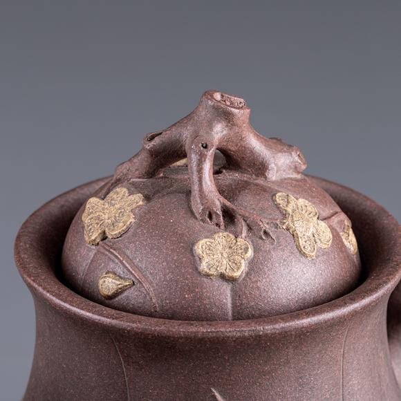 大阪美術(shù)商會(huì)金商鼎標(biāo)款 朱泥梅樁急須