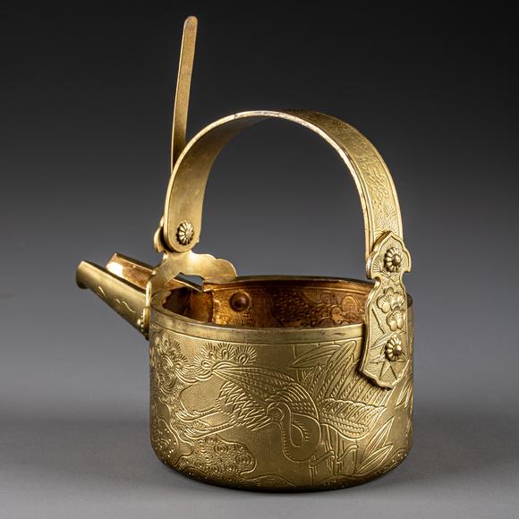 大阪美術(shù)商會(huì)明 銅鎏金水注澆鬥1對(duì)