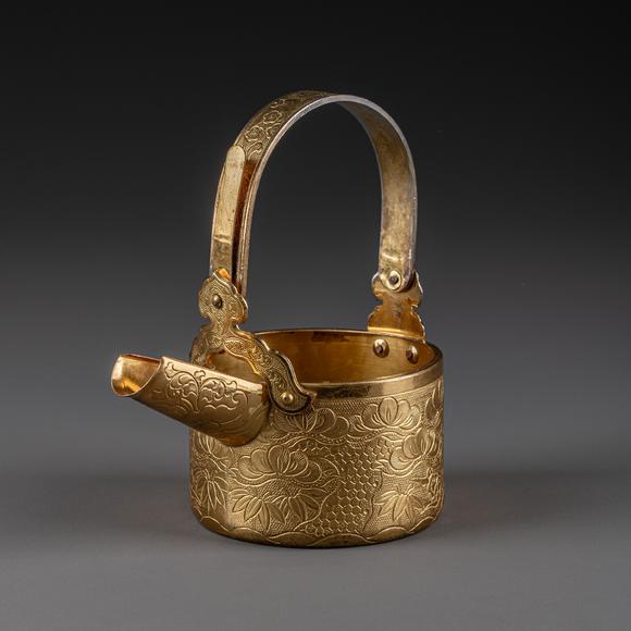 大阪美術(shù)商會(huì)明 銅鎏金水注澆鬥1對(duì)