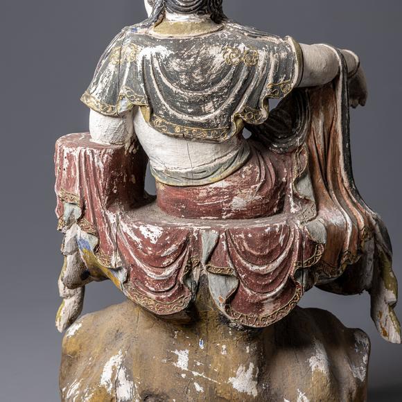 大阪美術(shù)商會明 木胎彩漆自在觀音