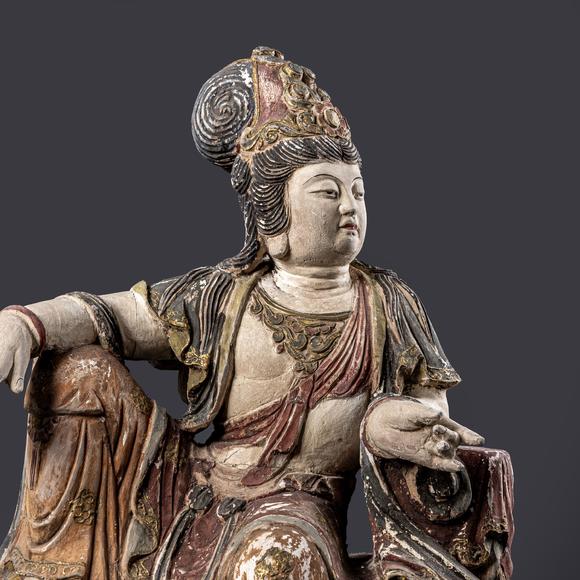 大阪美術(shù)商會明 木胎彩漆自在觀音