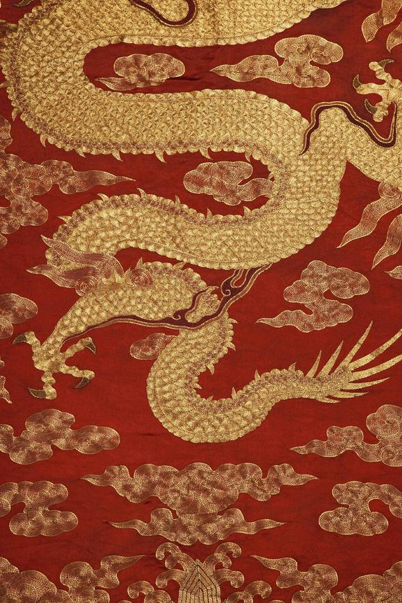 日本東競(jìng)株式會(huì)社清緙絲龍紋掛屏一對(duì)