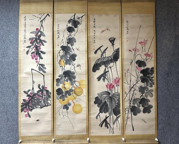 東京國際拍賣齊白石 花果四條屏