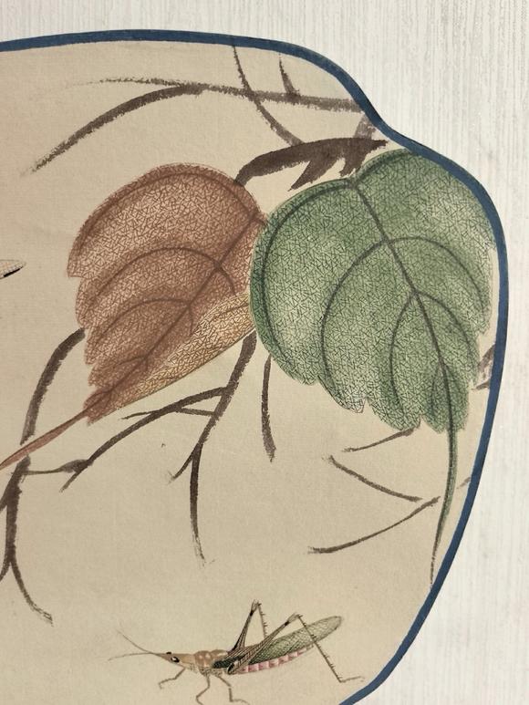 日本松町古美齊白石，趙叔儒 貝葉草蟲圖成扇（不帶展示架）