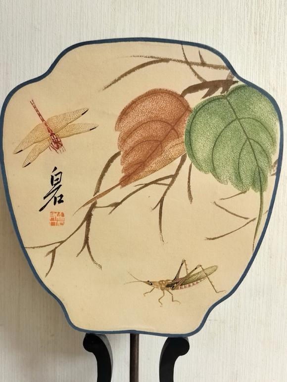 日本松町古美齊白石，趙叔儒 貝葉草蟲圖成扇（不帶展示架）