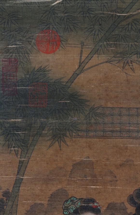 日本松町古美李唐 仕女戲墨圖