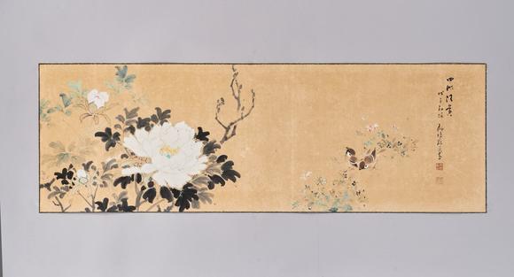 東京中央沐春堂拍賣木下靜涯〈花卉圖〉紙本兩件一組