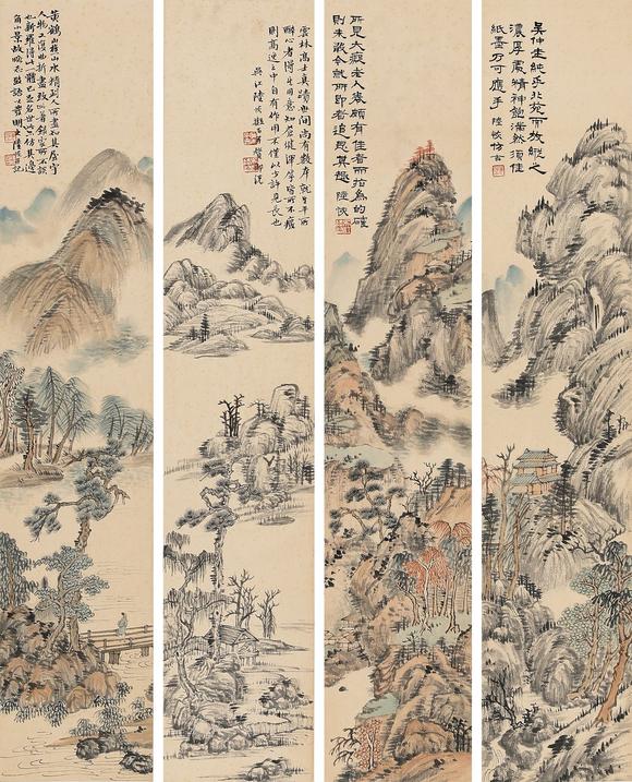 憶軒拍賣山水四屏