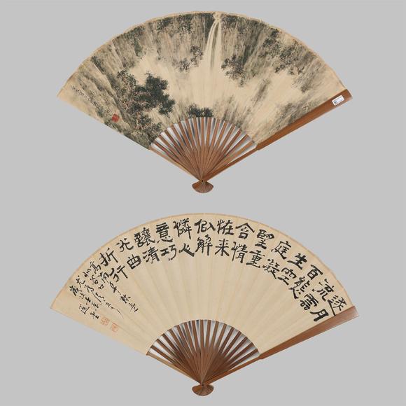 憶軒拍賣山水·書法成扇