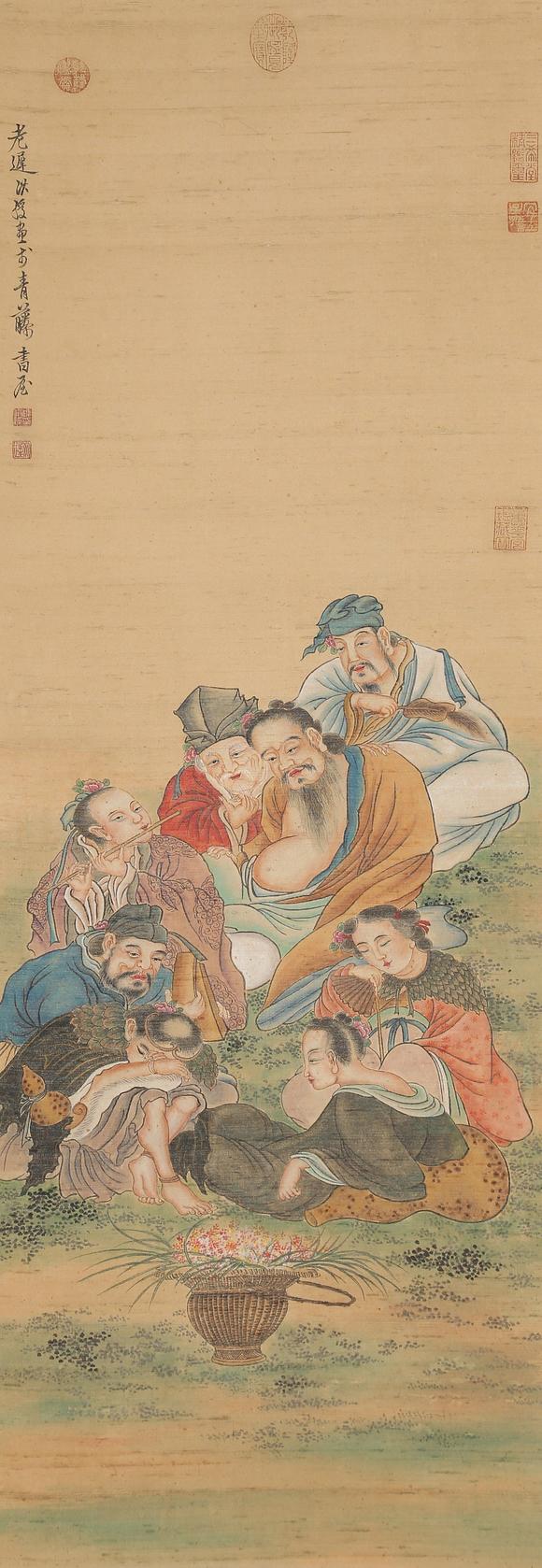 千美會陳洪綬絹本人物圖畫
