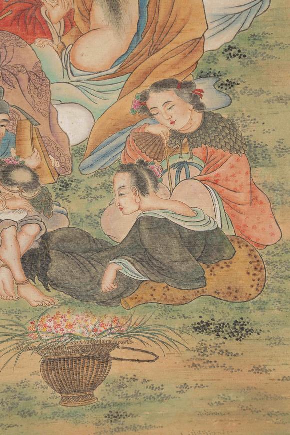 千美會陳洪綬絹本人物圖畫