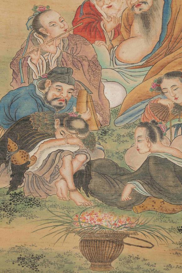 千美會陳洪綬絹本人物圖畫