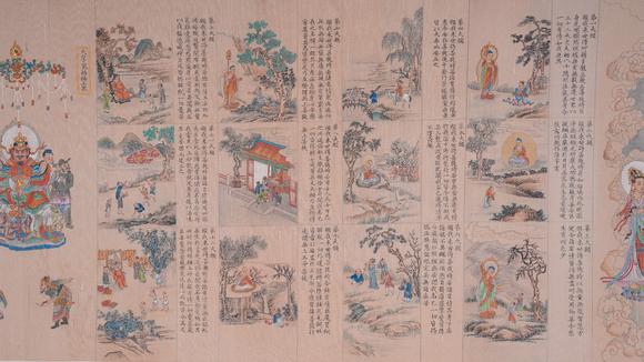 弘楊株式會(huì)社丁觀鵬絹本法界源流圖畫(huà)手卷