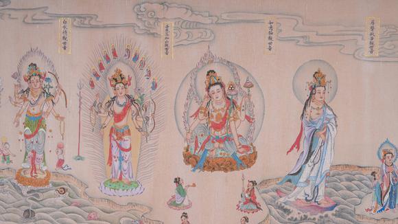 弘楊株式會(huì)社丁觀鵬絹本法界源流圖畫(huà)手卷