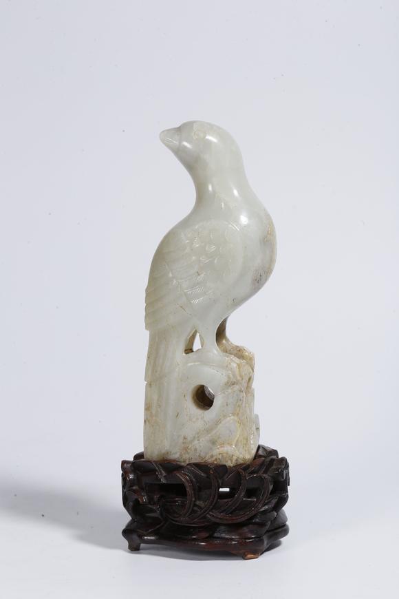 弘楊株式會社和田玉雕鳥形擺件（一對）