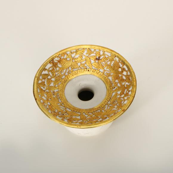 鐮倉美術(shù)明以前 鎏金鑲嵌定窯白釉渣鬥