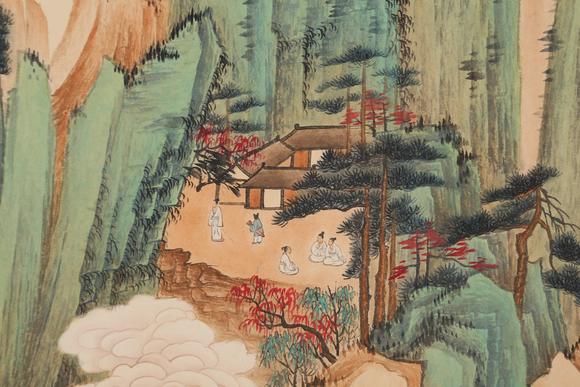 千美會張大千紙本山水圖畫