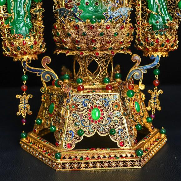 東京蕓術(shù)品掐絲巴山翠觀音像(色澤處理加色)造型獨(dú)特