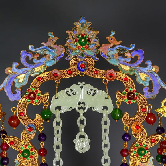 東京蕓術(shù)掐絲和田玉鏈條花籃