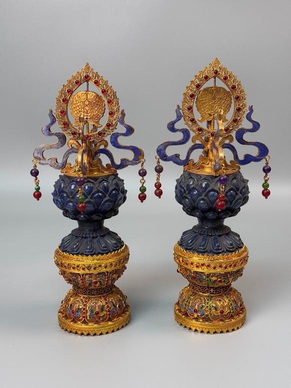 東京蕓術(shù)掐絲青金石藏傳佛教擺件天然青金石可檢測，純