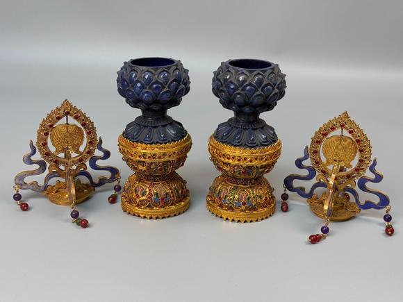 東京蕓術(shù)掐絲青金石藏傳佛教擺件天然青金石可檢測，純