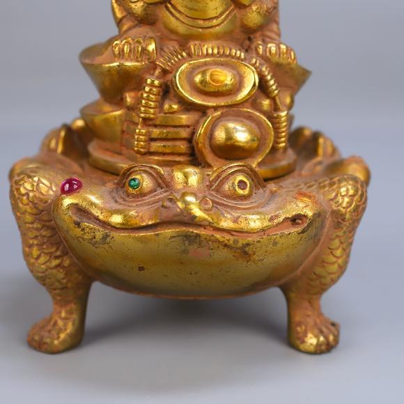 東京蕓術(shù)銅鍍金金蟾熏爐擺件