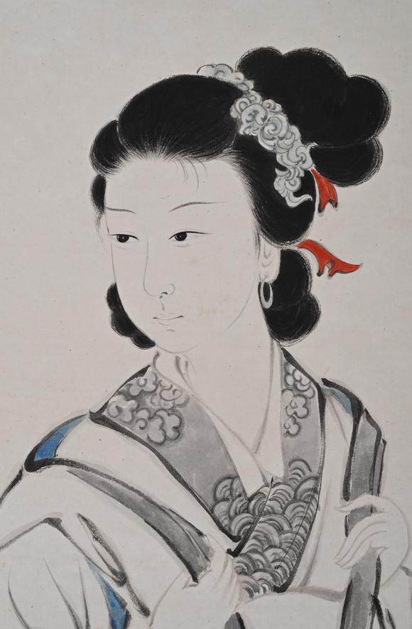 日本松町古美張大千 南國佳人圖