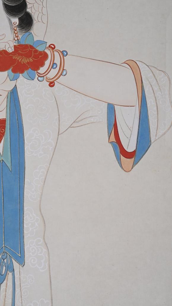 日本松町古美張大千 拈花仕女