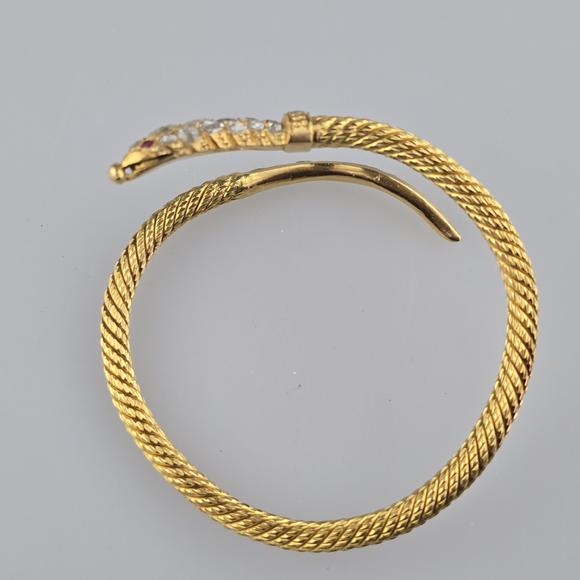 Auktionshaus BlankGoldarmreif in Schlangenform mit Diamantbesatz - Gelbgold 900/000, g