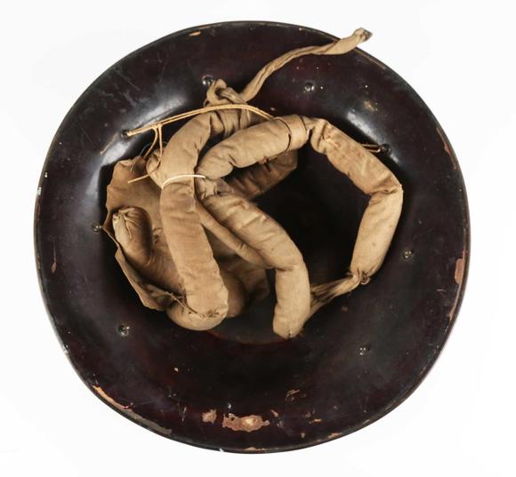TooveysA Japanese wood composite jingasa, Edo period, of shaped bow