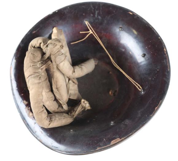 TooveysA Japanese wood composite jingasa, Edo period, of shaped bow