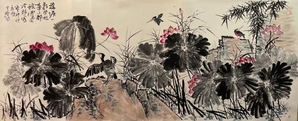 日本松町古美李苦禪 荷塘清趣圖