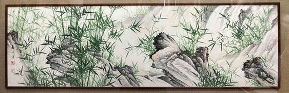 日本松町古美啟功 精品竹石圖