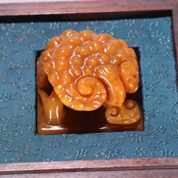 日本松町古美清代 田黃石靈芝印章
