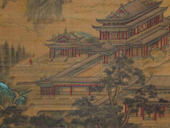 日本松町古美趙孟頫 春煙仙殿圖