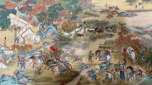 日本松町古美張大千 元人狩獵圖卷
