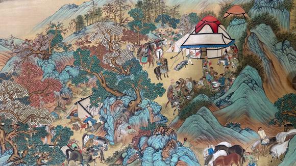 日本松町古美張大千 元人狩獵圖卷