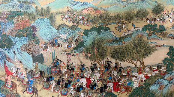 日本松町古美張大千 元人狩獵圖卷