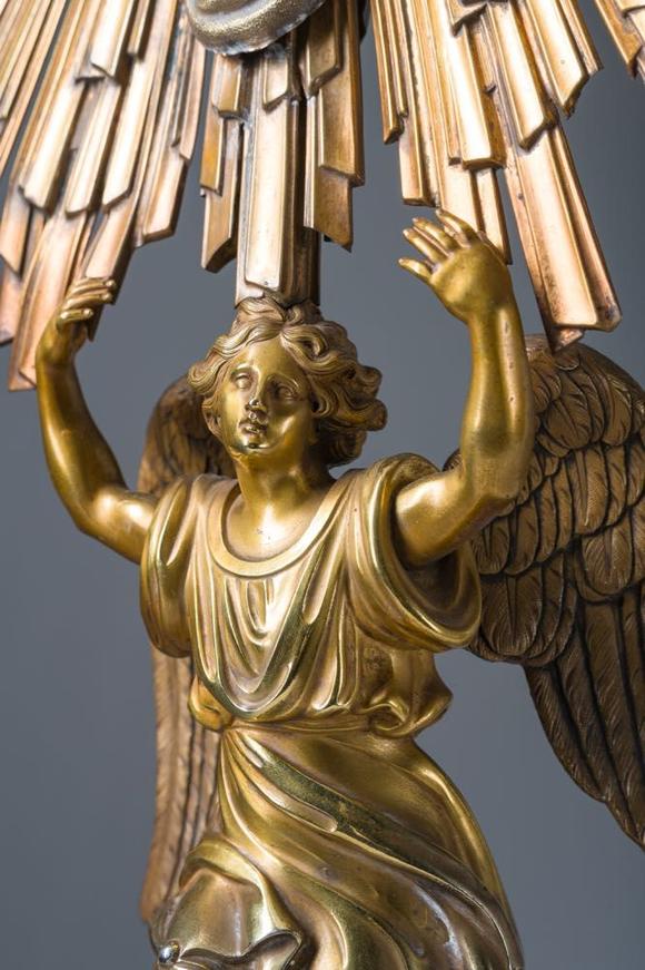 Coronari Auctions BVA French gilt silver monstrance with an angel crowned with a radiant cloud, maker's mark Hippolyte-Francois Bertrand-Paraud, 950/000, 19th C.