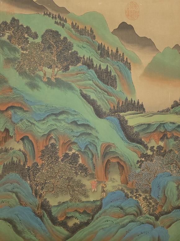 日本松町古美王時敏 山水并詩三帖手卷