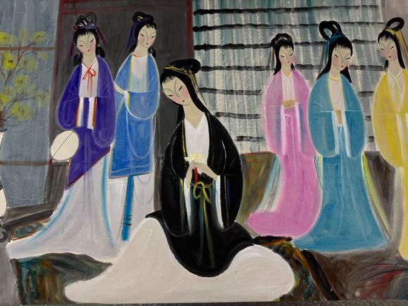 日本松町古美林風(fēng)眠 仕女圖