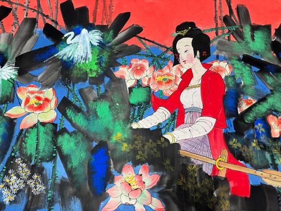 日本松町古美黃永玉 鶯歌燕舞圖